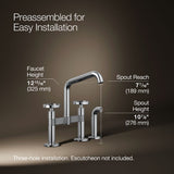 Billet® Two-hole bridge kitchen sink faucet with side sprayer