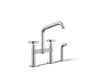 Billet® Two-hole bridge kitchen sink faucet with side sprayer