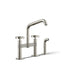Billet® Two-hole bridge kitchen sink faucet with side sprayer