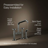 Billet® Two-hole bridge kitchen sink faucet with side sprayer