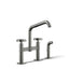Billet® Two-hole bridge kitchen sink faucet with side sprayer