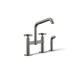 Billet® Two-hole bridge kitchen sink faucet with side sprayer