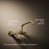 Billet® Two-hole wall-mount bridge kitchen sink faucet