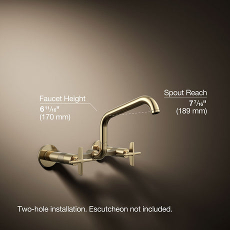 Billet® Two-hole wall-mount bridge kitchen sink faucet