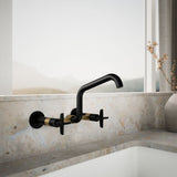 Billet® Two-hole wall-mount bridge kitchen sink faucet