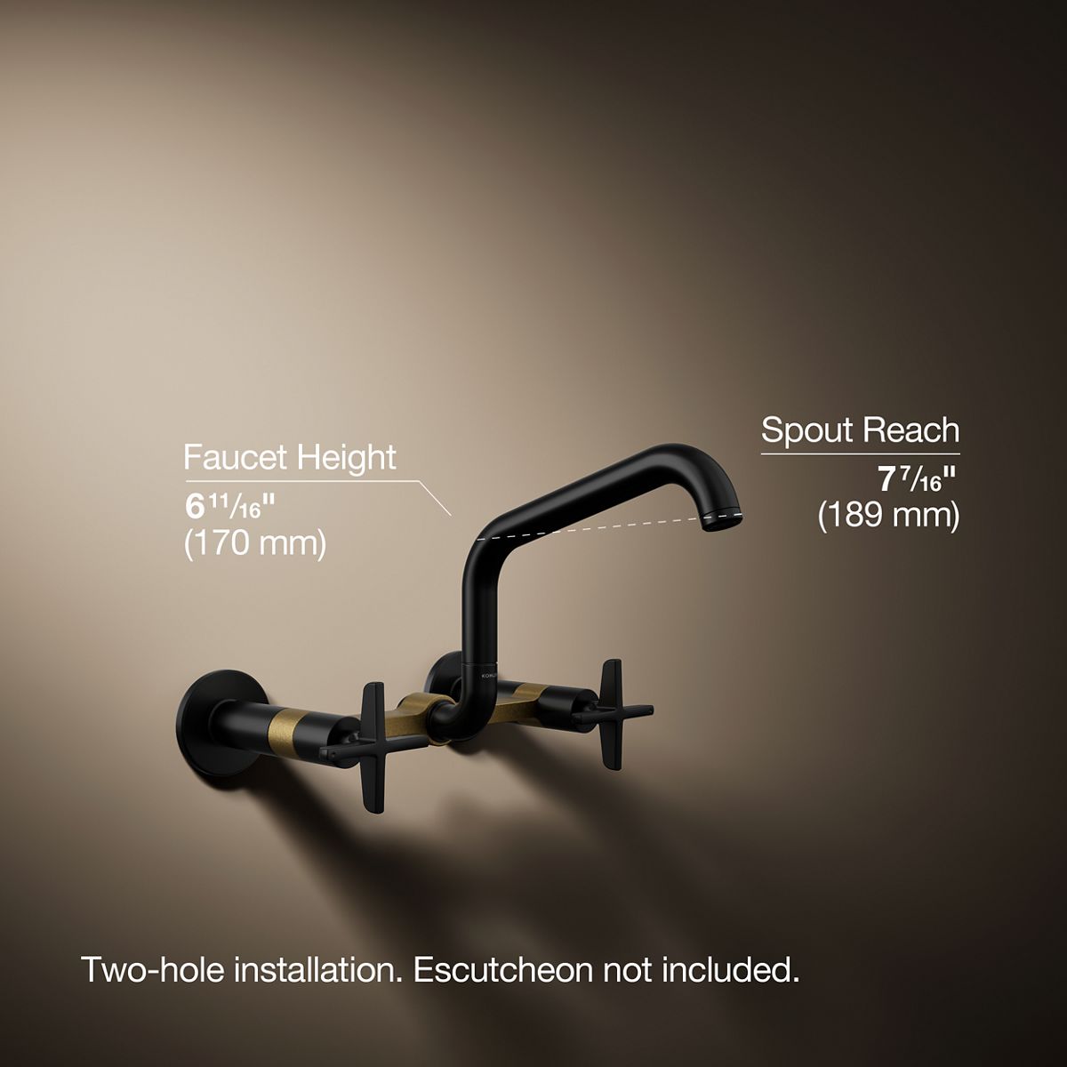 Billet® Two-hole wall-mount bridge kitchen sink faucet