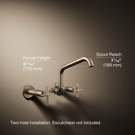 Billet® Two-hole wall-mount bridge kitchen sink faucet