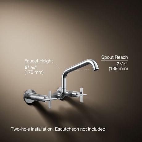 Billet® Two-hole wall-mount bridge kitchen sink faucet