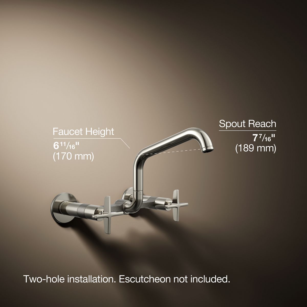 Billet® Two-hole wall-mount bridge kitchen sink faucet