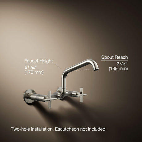 Billet® Two-hole wall-mount bridge kitchen sink faucet