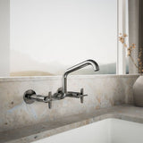 Billet® Two-hole wall-mount bridge kitchen sink faucet