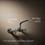 Billet® Two-hole wall-mount bridge kitchen sink faucet