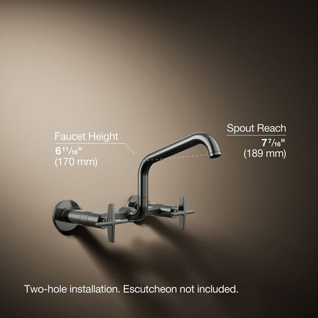 Billet® Two-hole wall-mount bridge kitchen sink faucet