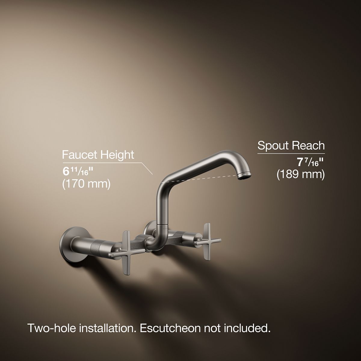 Billet® Two-hole wall-mount bridge kitchen sink faucet
