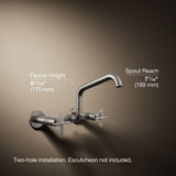 Billet® Two-hole wall-mount bridge kitchen sink faucet