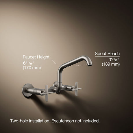 Billet® Two-hole wall-mount bridge kitchen sink faucet