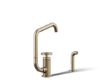 Billet® Single-handle bar sink faucet with two-function extended-reach spout and side sprayer
