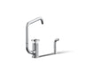 Billet® Single-handle bar sink faucet with two-function extended-reach spout and side sprayer