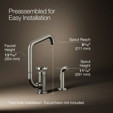 Billet® Single-handle bar sink faucet with two-function extended-reach spout and side sprayer