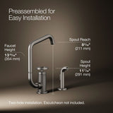 Billet® Single-handle bar sink faucet with two-function extended-reach spout and side sprayer
