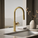 Billet® Pull-down kitchen sink faucet with two-function sprayhead