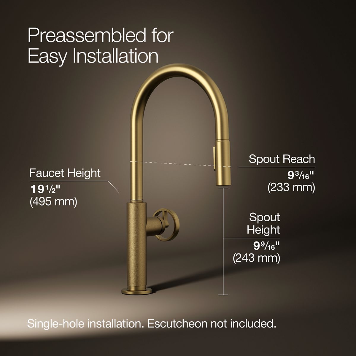 Billet® Pull-down kitchen sink faucet with two-function sprayhead