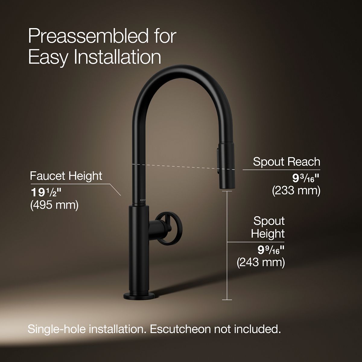 Billet® Pull-down kitchen sink faucet with two-function sprayhead