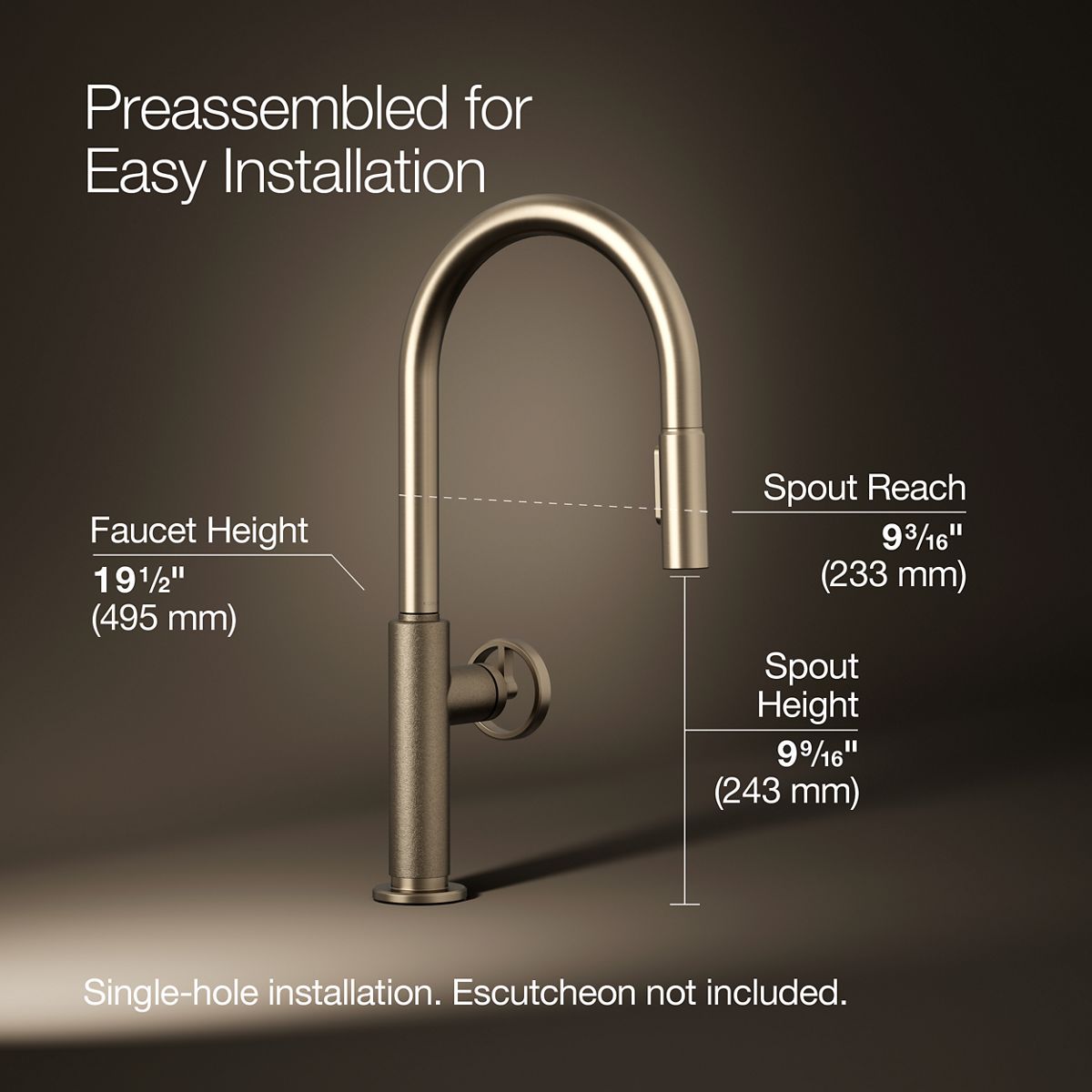 Billet® Pull-down kitchen sink faucet with two-function sprayhead