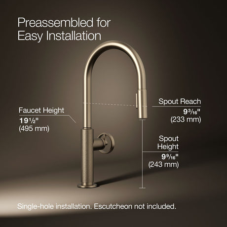Billet® Pull-down kitchen sink faucet with two-function sprayhead