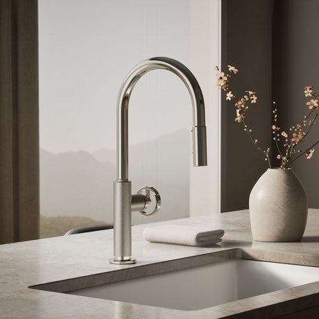 Billet® Pull-down kitchen sink faucet with two-function sprayhead