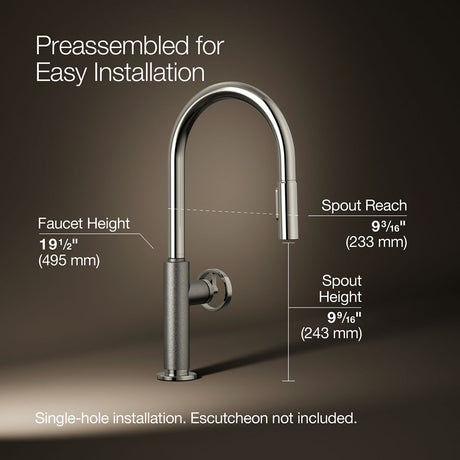 Billet® Pull-down kitchen sink faucet with two-function sprayhead