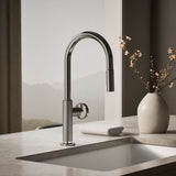 Billet® Pull-down kitchen sink faucet with two-function sprayhead