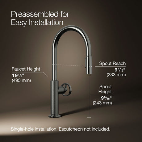 Billet® Pull-down kitchen sink faucet with two-function sprayhead
