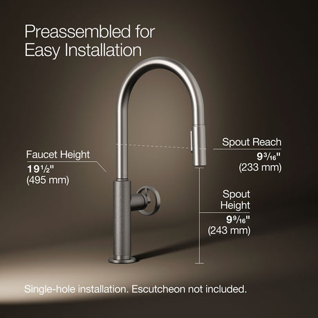 Billet® Pull-down kitchen sink faucet with two-function sprayhead