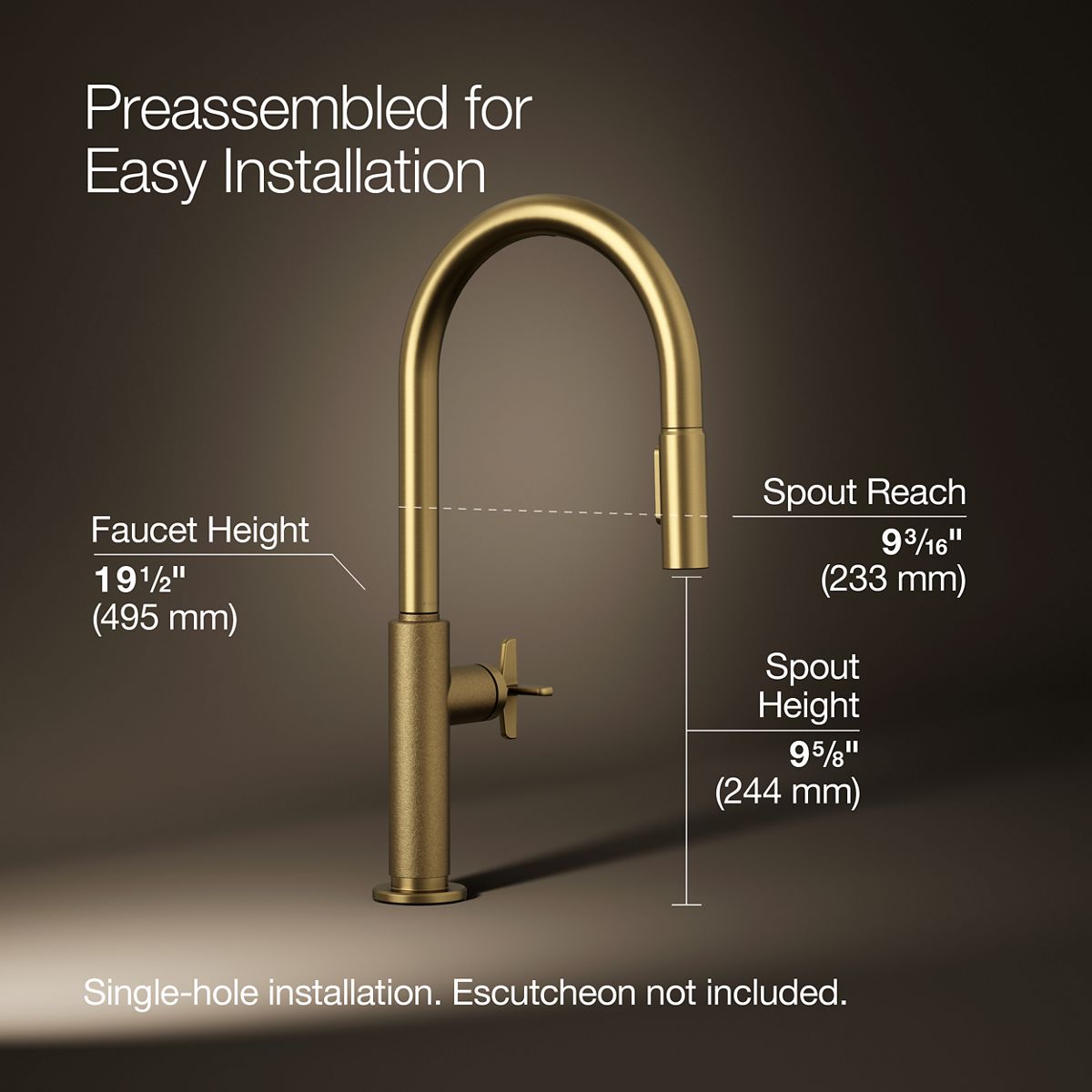 Billet® Touchless pull-down kitchen sink faucet with two-function sprayhead