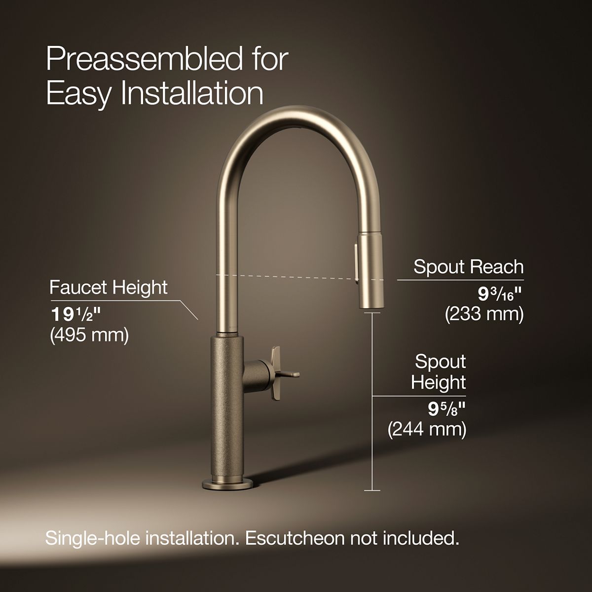 Billet® Touchless pull-down kitchen sink faucet with two-function sprayhead