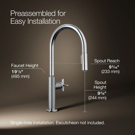 Billet® Touchless pull-down kitchen sink faucet with two-function sprayhead