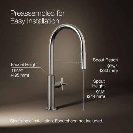 Billet® Touchless pull-down kitchen sink faucet with two-function sprayhead