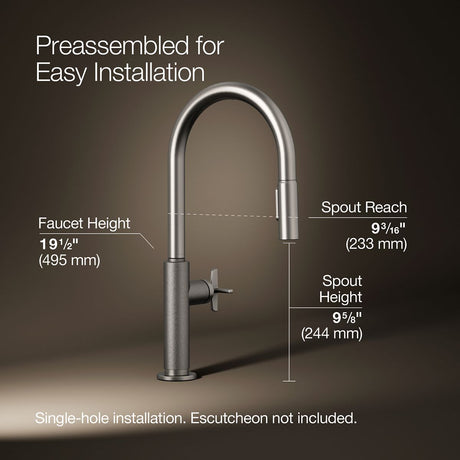 Billet® Touchless pull-down kitchen sink faucet with two-function sprayhead