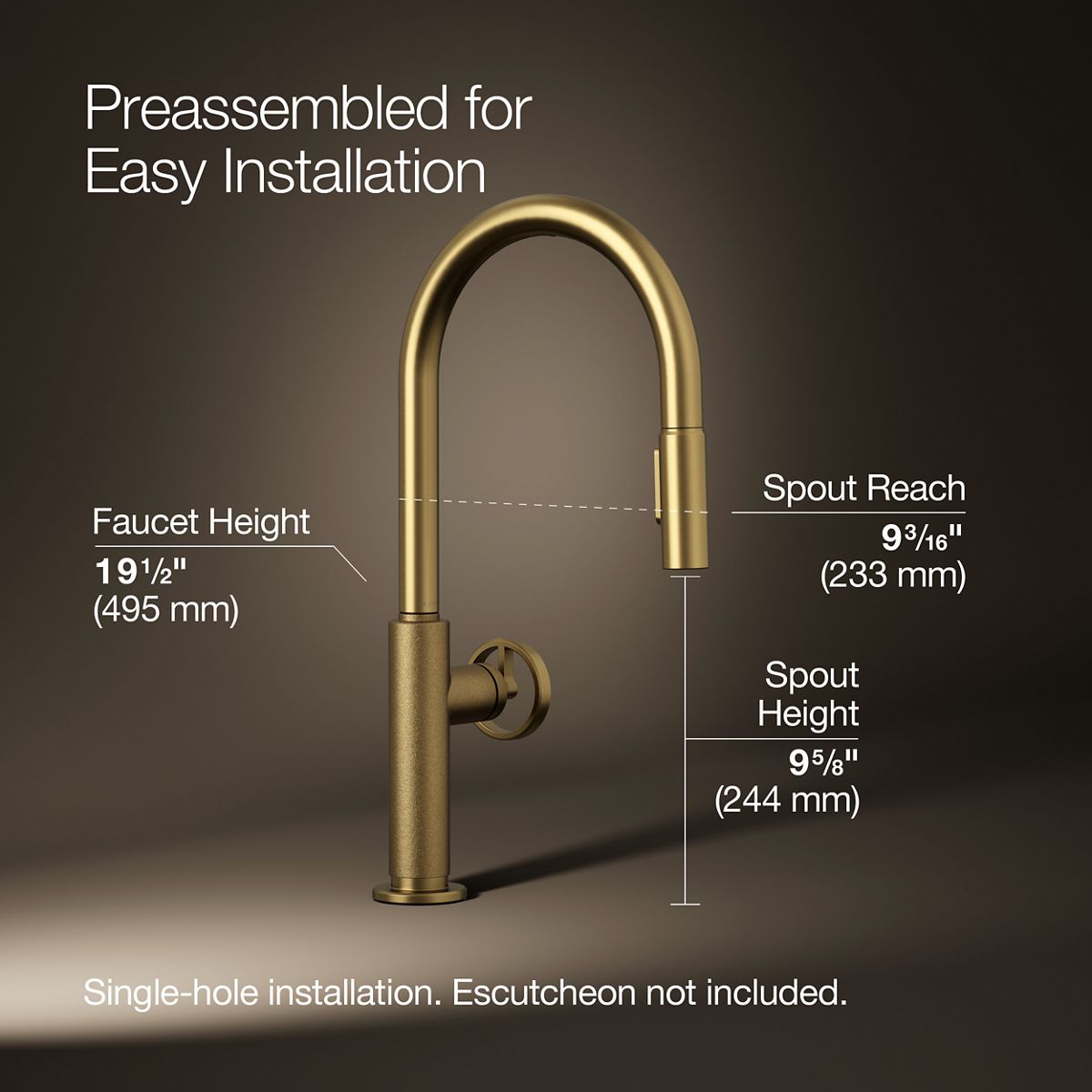 Billet® Touchless pull-down kitchen sink faucet with two-function sprayhead