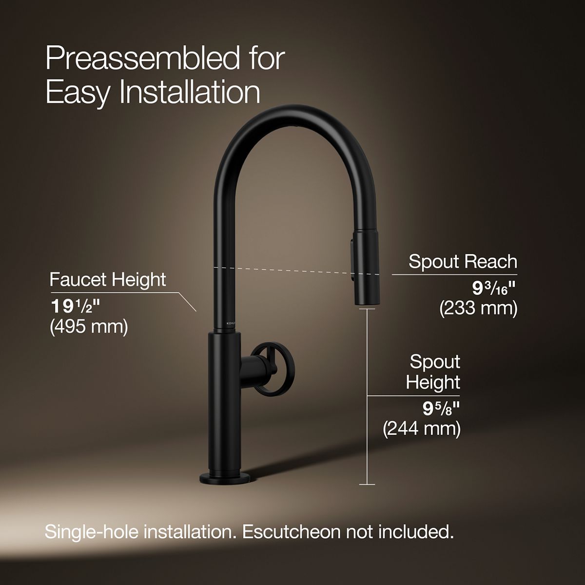 Billet® Touchless pull-down kitchen sink faucet with two-function sprayhead