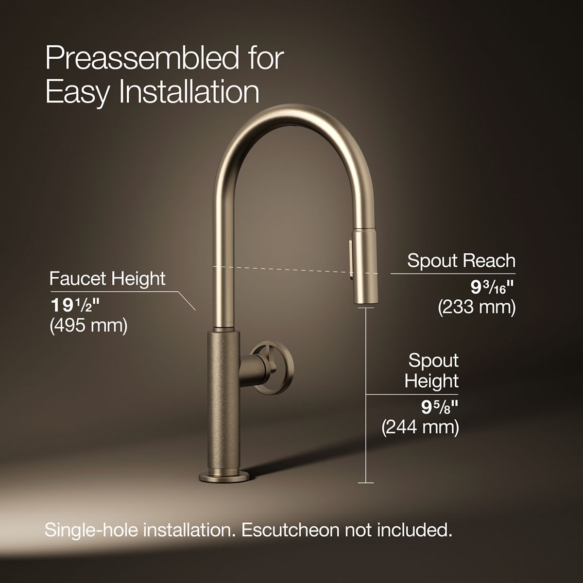 Billet® Touchless pull-down kitchen sink faucet with two-function sprayhead