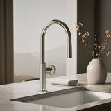 Billet® Touchless pull-down kitchen sink faucet with two-function sprayhead