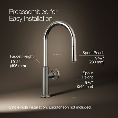 Billet® Touchless pull-down kitchen sink faucet with two-function sprayhead