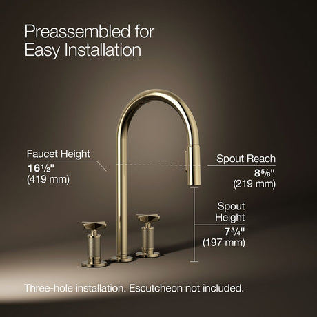 Billet® Pull-down kitchen sink faucet with two-function sprayhead