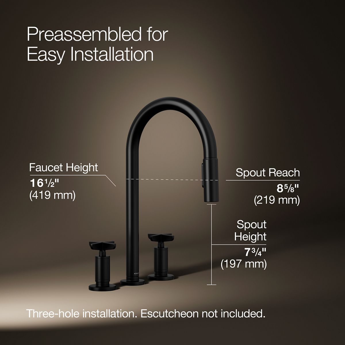Billet® Pull-down kitchen sink faucet with two-function sprayhead