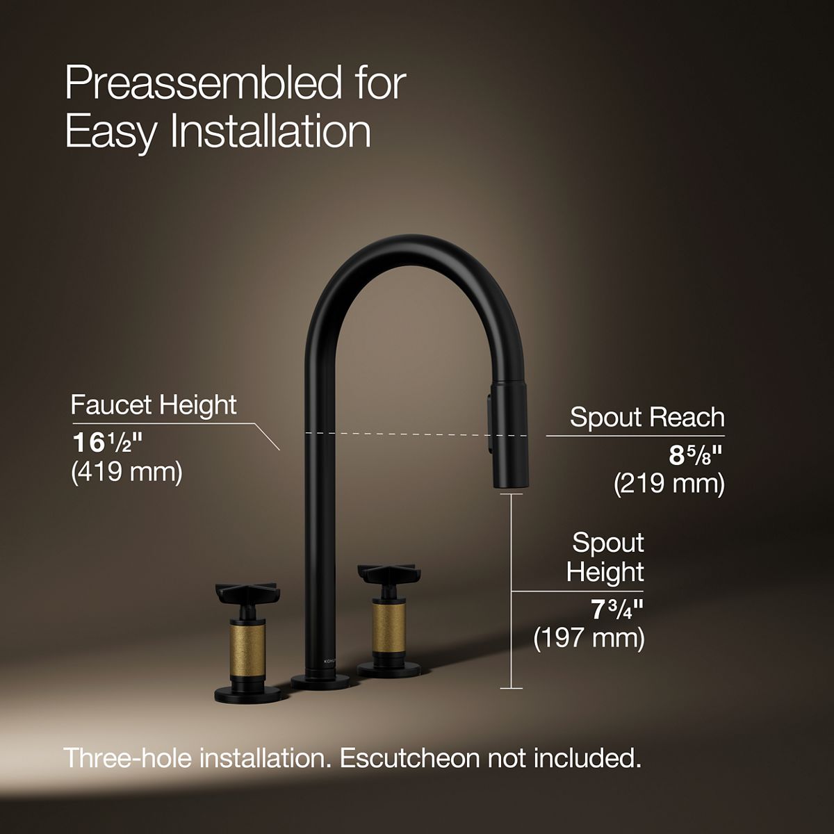 Billet® Pull-down kitchen sink faucet with two-function sprayhead