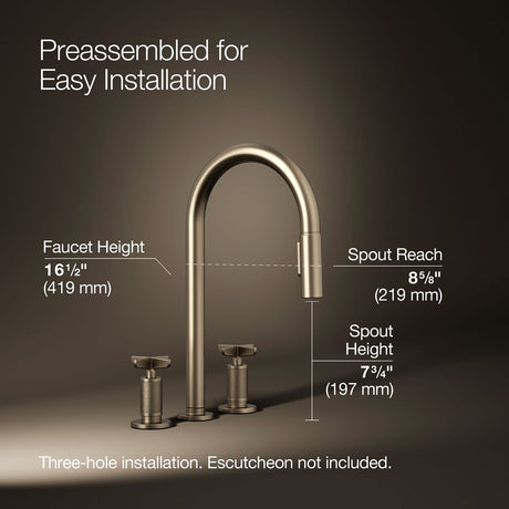Billet® Pull-down kitchen sink faucet with two-function sprayhead