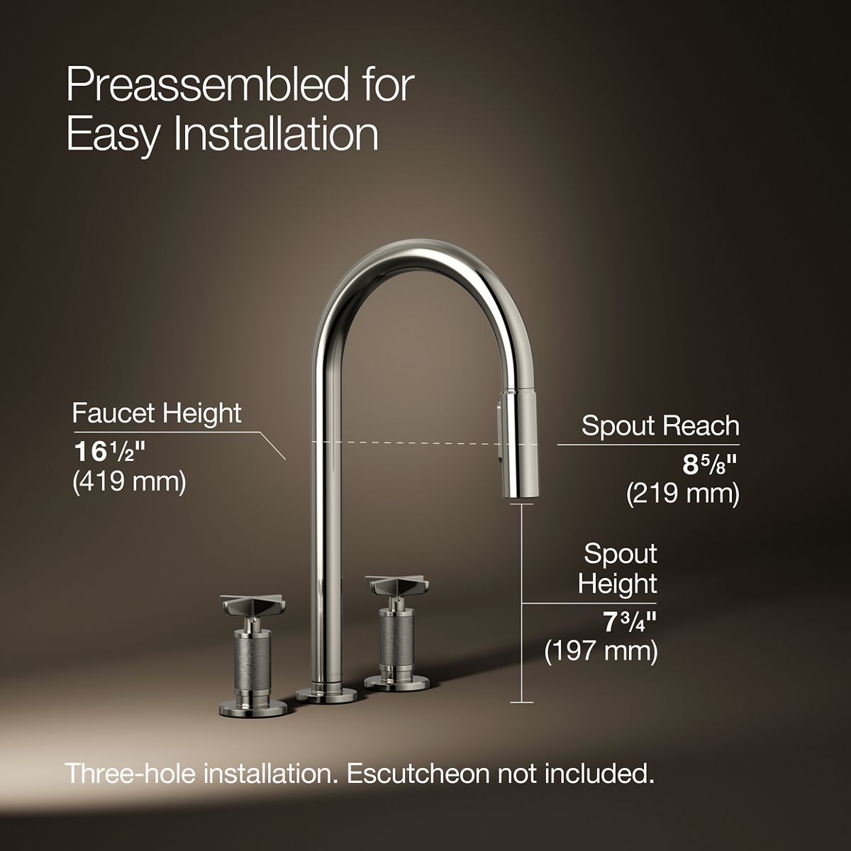 Billet® Pull-down kitchen sink faucet with two-function sprayhead