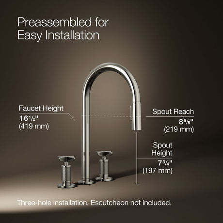 Billet® Pull-down kitchen sink faucet with two-function sprayhead